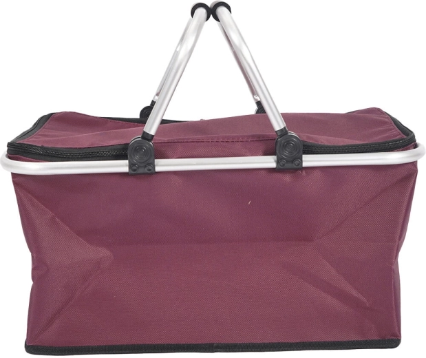 Opvouwbare thermo boodschappenmand 46 × 27 × 23 cm, aluminium en polyester, rood