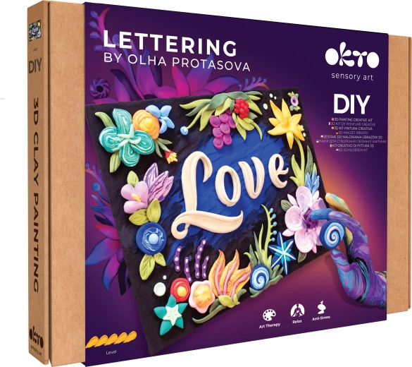 Okto lettering kunstset schilderen met klei „LOVE“ 30 × 40 cm