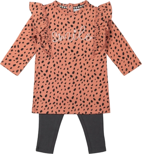 Dirkje meisjesset jurk en legging met roze stippen