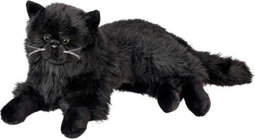 Decoratief beeldje van een liggende Perzische kat, zwart, 36 cm