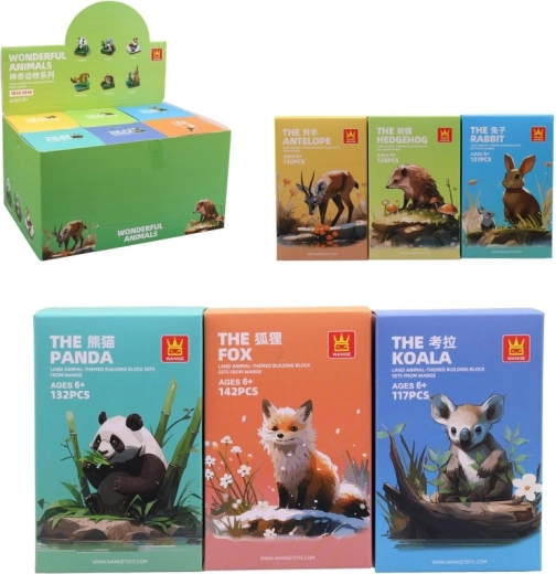 Diorama bouwstenen dieren – bouwset voor kinderen, 6 stuks in box