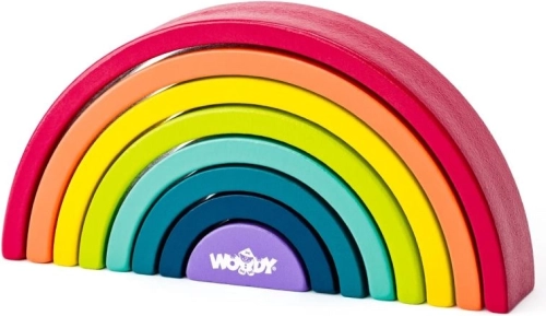 Houten balansblokken - regenboog