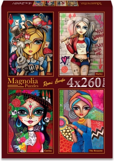 Magnolia puzzel Alenka, Harley, Catrina en Bruneta 4×260 stukjes