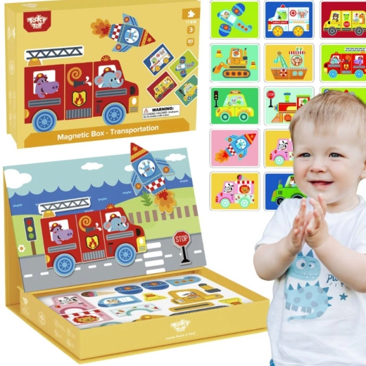 Magnetische educatieve puzzel in doos TOOKY TOY, 80 onderdelen