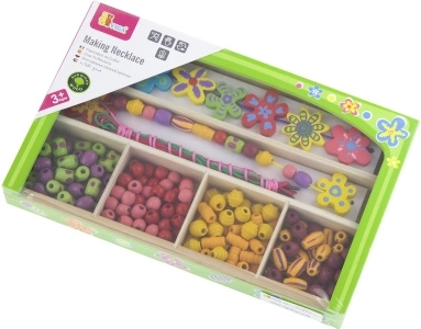 Houten kralenset – bloemetjes voor kinderen 3+