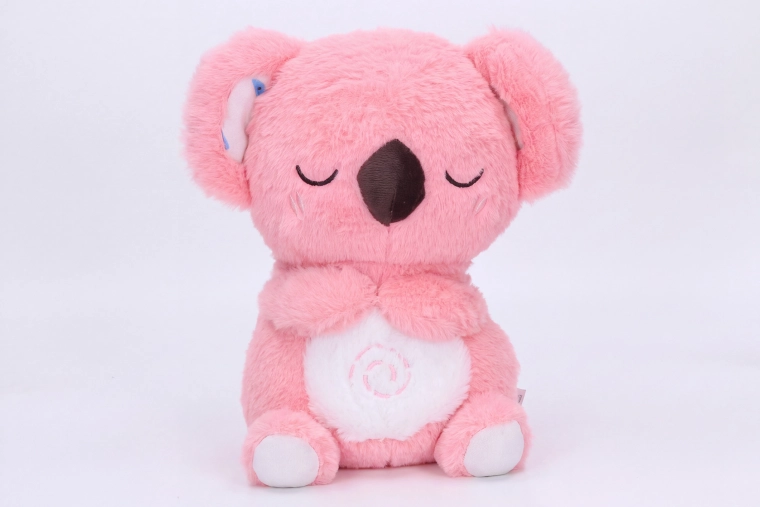 Ademende pluche koala met effecten roze 27 cm
