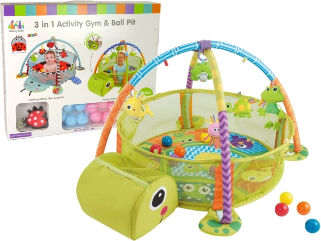 Educatieve speelmat schildpad met box en balletjes voor baby
