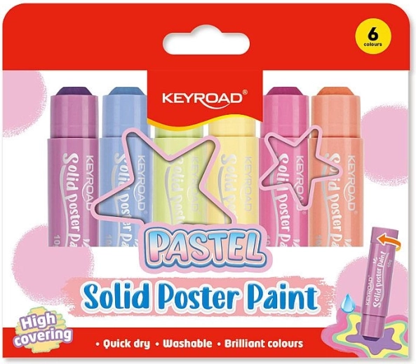 Vaste plakkaatverf KEYROAD in pastelkleuren - 6 stuks
