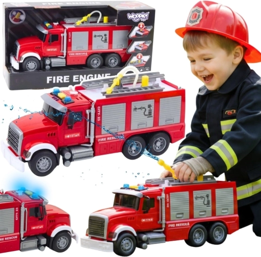 Woopie-brandweerwagen met waterspuitfunctie, licht en geluid, schaal 1:14