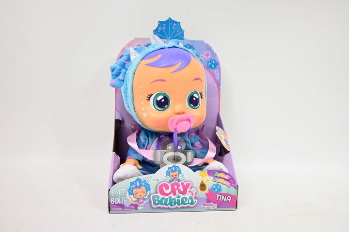 Cry Babies Fantasy interactieve pop Tina – blauwe triceratops