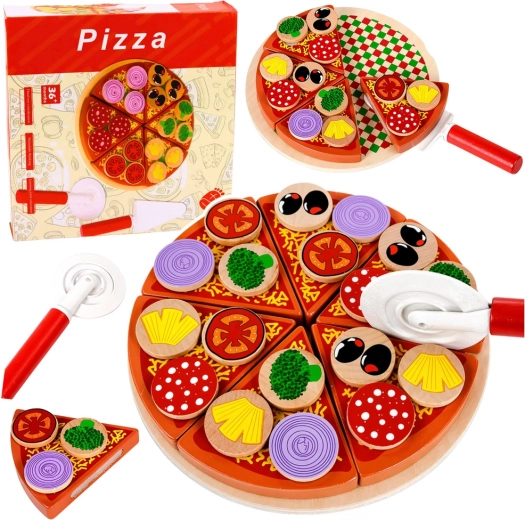 Houten snijpizza met klittenband en accessoires