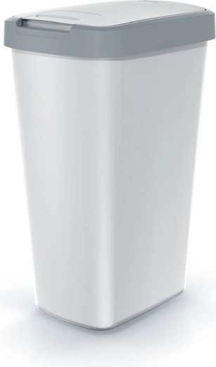Prullenbak Compacta Q Flap 45 l, asgrijs met lichtgrijze deksel