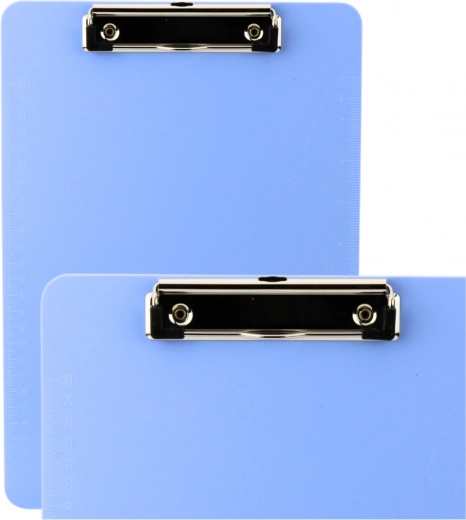 Blauwe schrijfklembord met clip en liniaal A4, kunststof