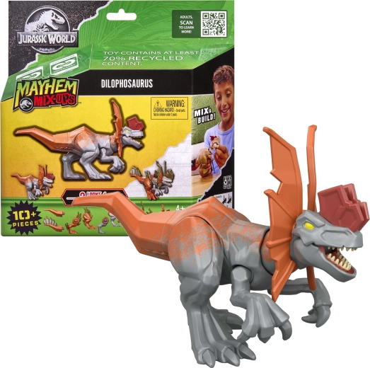 Jurassic World Mayhem Mix-Ups 2-in-1-dinosaurfiguur Dilophosaurus