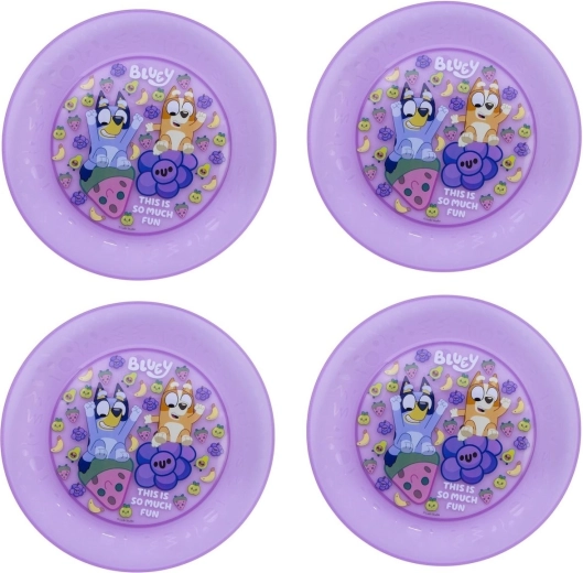 Set kinderborden Bluey paars (4 stuks)