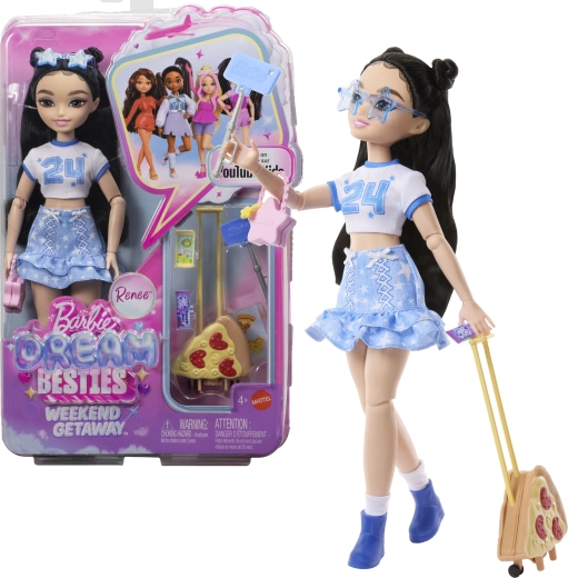 Barbie Dream Besties Renee – modieuze pop met accessoires voor een weekendje weg