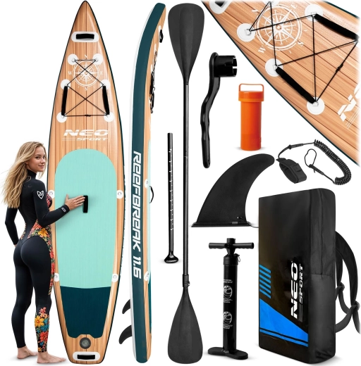Neo-Sport opblaasbare paddleboard SUP Reefbreak 11’6 (350 cm) set