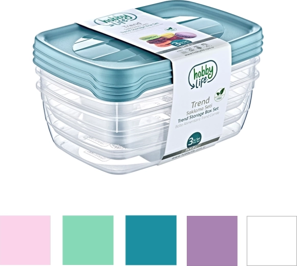 Set van 3 rechthoekige opbergboxen Trend Box 1,2 l