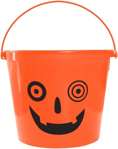 Halloween-emmer voor snoepgoed met motief van een gekke pompoen, 14 × 11 cm
