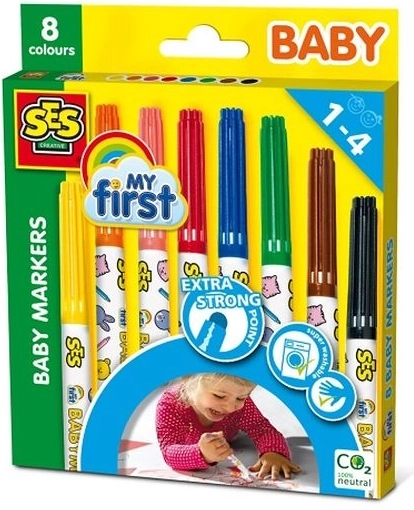 SES My First kinder stiften 8 kleuren met extra dikke ronde punt