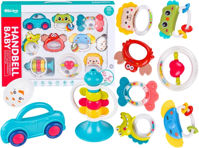 Sensorische set met kinder-rammelaars en bijtringen (10 stuks)