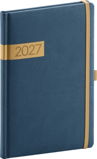 Notique Twill weekagenda 2027 blauw-goud 15 × 21 cm