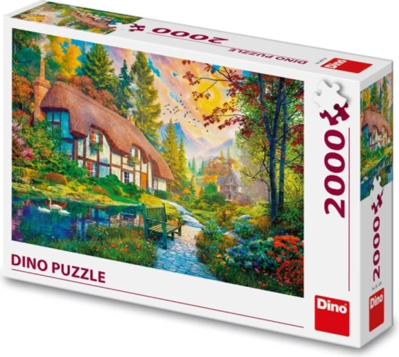 Prachtig motief van een huisje aan de rivier