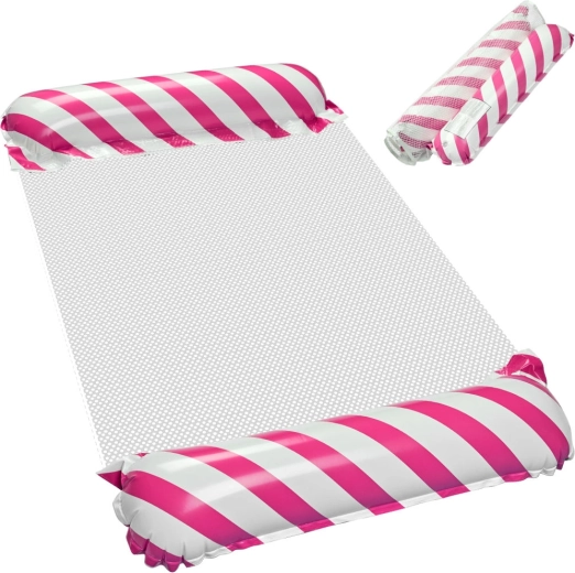Opblaasbare waterhangmat roze-wit