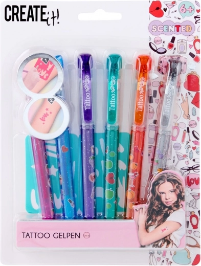 Tattoo-set met geurende gelpennen en sjablonen