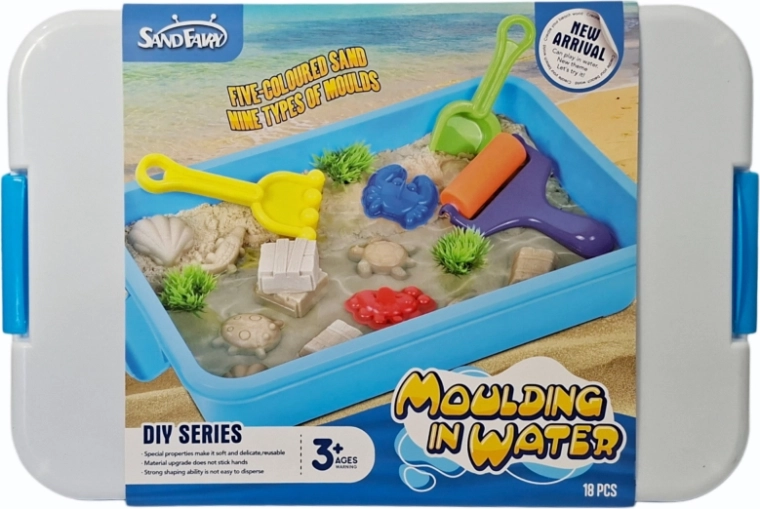 Kinetisch zand in een koffertje – kleurrijke creatieve set voor kinderen