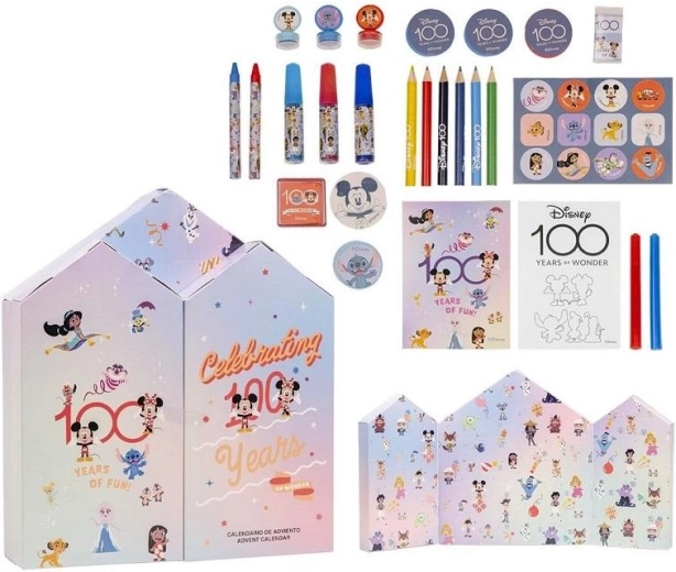 Adventskalender Disney 100 met schrijf- en tekenspullen