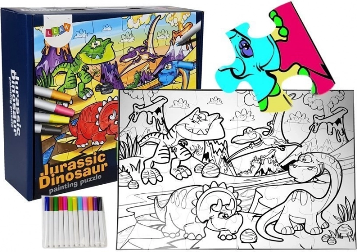 Kleurpuzzel Dinosaurussen met stiften