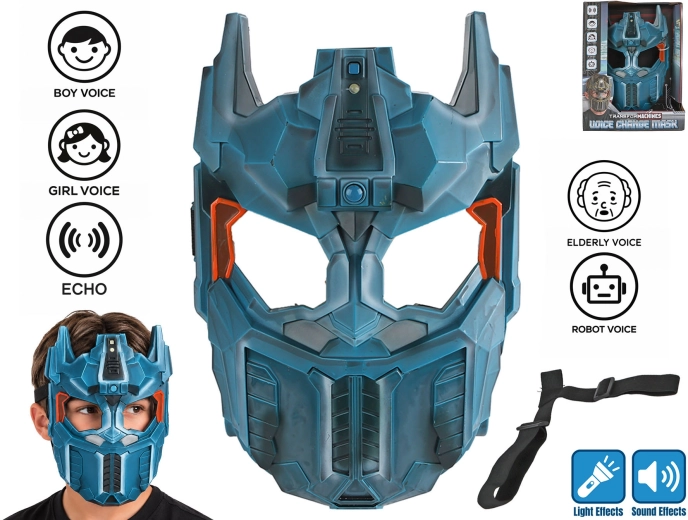 Blauw masker met stemvervormer, licht en geluid TransforMACHINES
