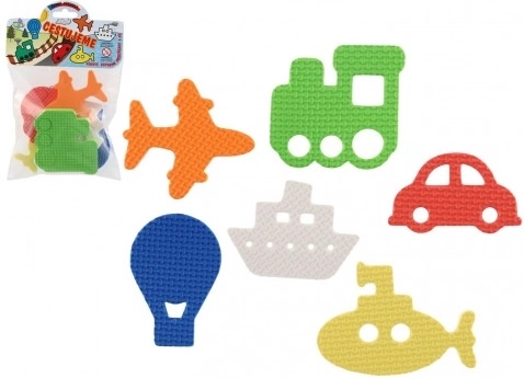 Schuimrubberen badstickers – vervoersmiddelen, 6 stuks