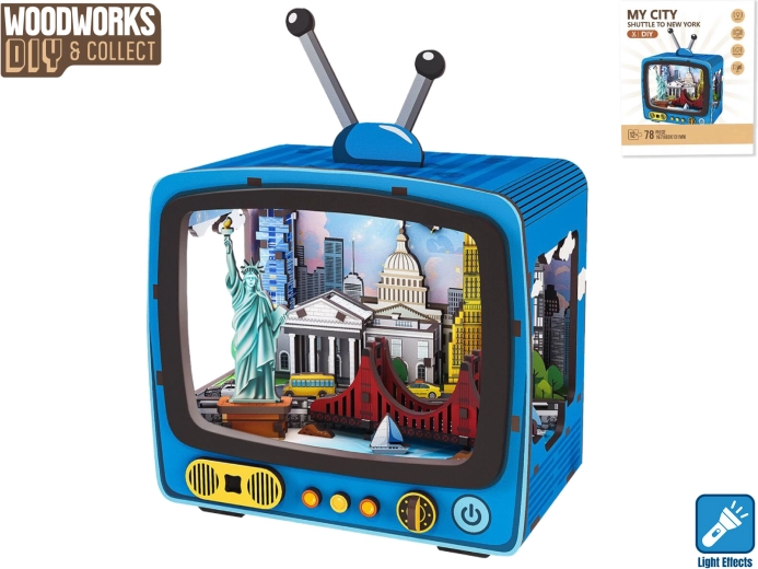 Houten bouwset Woodworks New York met verlichting