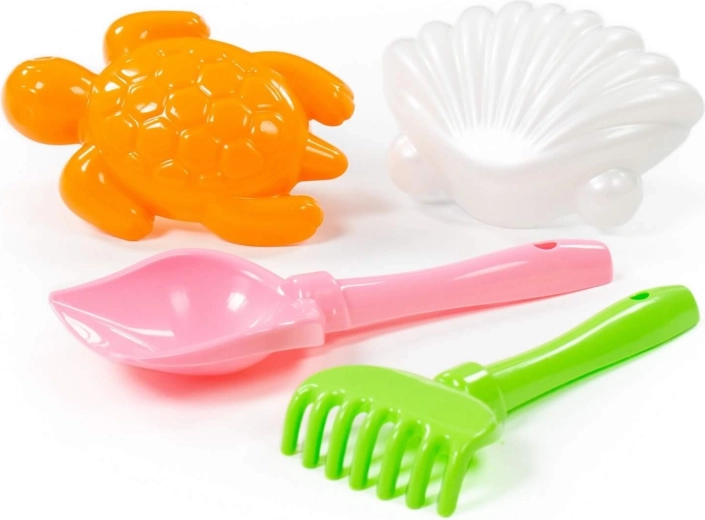 Kinderzandset met schep, harkjes en vormpjes