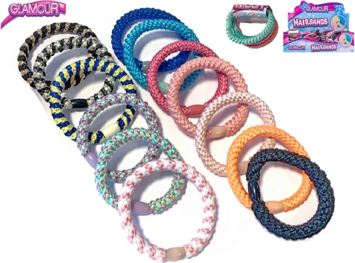 Glamour armband en haarelastiek 2-in-1 – set van 4 stuks, mix van kleuren