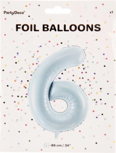 Folieballon cijfer 6 blauw 86 cm