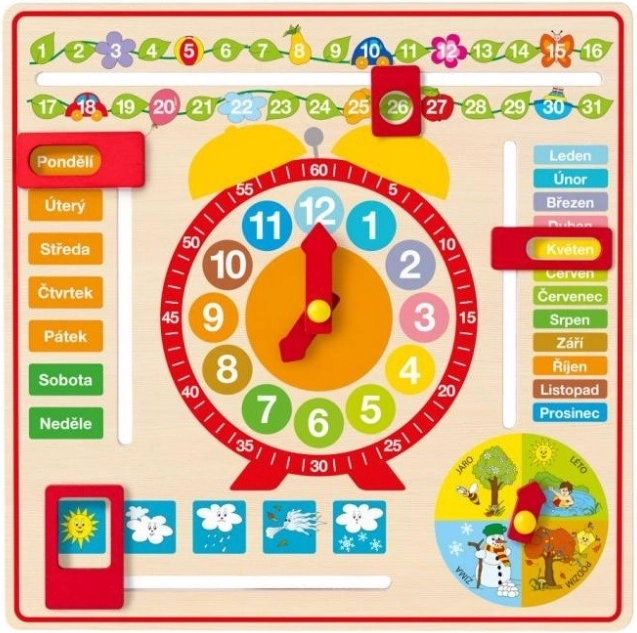 Woody multifunctionele wandkalender met klok