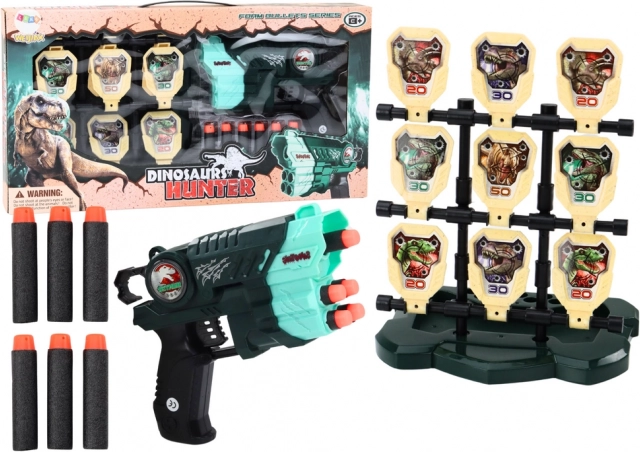 Pistool met doel en foam pijltjes - dinosaurussen
