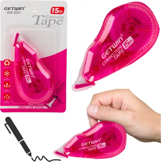 Correctietape roze 15 m x 5 mm