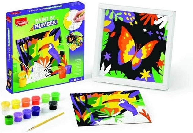 Creatief schilderen op nummer – papegaai en vlinder