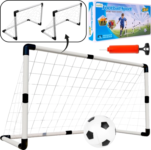 Voetbaldoel – set met één groot en twee kleine doelen met net