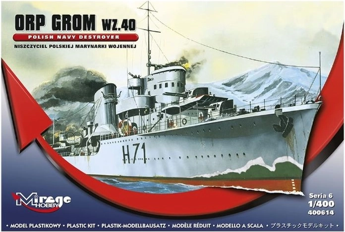 Mirage modelbouwkit schip ORP Grom WZ40 S06