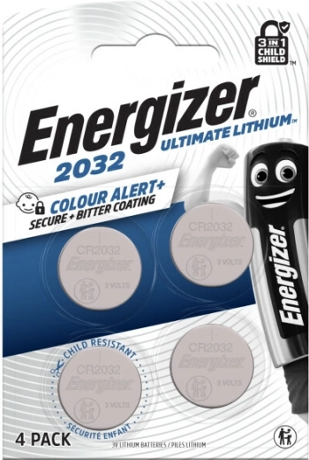 Energizer Ultimate Lithium CR2032 knoopcelbatterij 4 stuks met Color Alert‑technologie