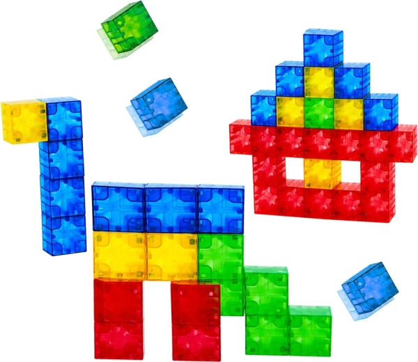 Kleurrijke transparante blokjes voor 2D- en 3D-constructies