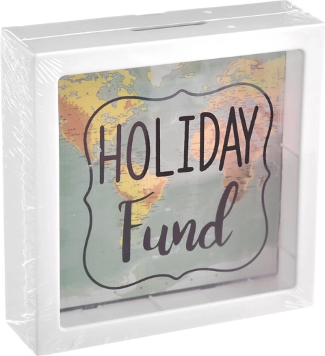 Spaarpot van kunststof (UH) met kaartmotief Holiday 15 × 5 × 15 cm