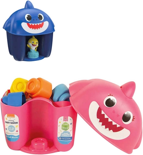 Clementoni Clemmy Baby Shark zachte blokken met figuur in een emmer - 1 stuk