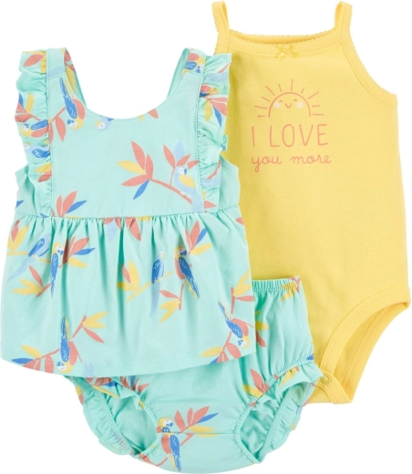 Carter's 3-delige set met hemdjesbody, hemdje en broekje Blue Floral voor meisje (9 maanden)