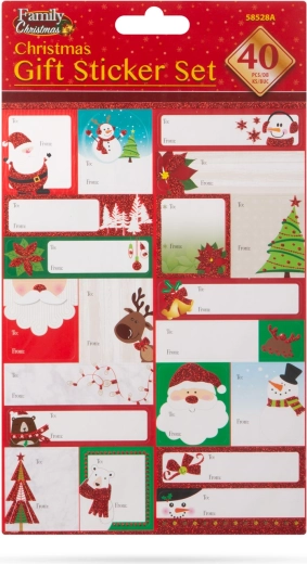 Set kerstcadeaustickers – 40 stuks
